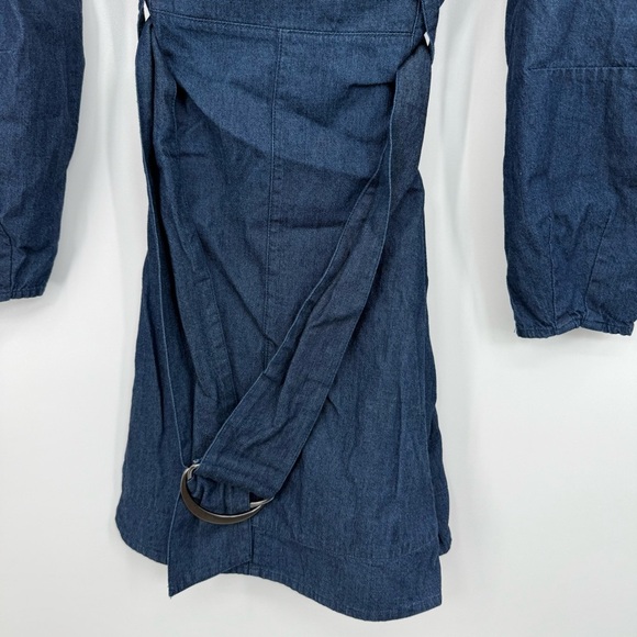 Free People Karmen Cotton Denim Mini Dress Deep Sea Wash Chambray Long Sleeve S - Picture 6 of 11